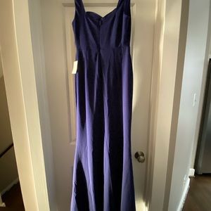 Navy blue trumpet gown sweet heart neck